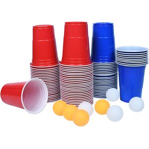 200+20 Premium Beer Pong Becher, Beerpong Partybecher Wiederholbare 100 Red Cups +100 Blue Cups+20 Tischtennisbälle - Aufun