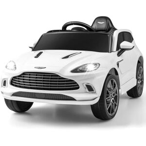 COSTWAY 12V Aston Martin dbx Kinderauto mit 2,4G-Fernbedienung, Elektroauto 1,4-2,5 km/h mit Scheinwerfer, Musik und Hupen, für Kinder ab 3 Jahre alt Weiß