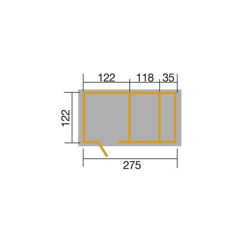 Weka Spielhaus 818 275 x 122 cm rot-weiß mit Sandkasten, Pergola, Truhe