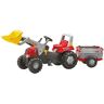 Tretfahrzeug ROLLY TOYS "Junior RT" Tretfahrzeuge rot Kinder Kettcar Tretfahrzeug Kindertraktor mit Lader und Anhänger