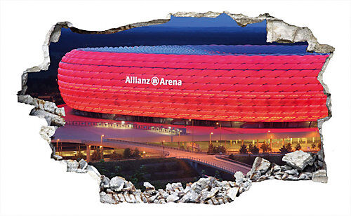 Fußballverein FC Bayern München 3D Wandtattoo FCB Allianz Arena, 60 x 36 cm