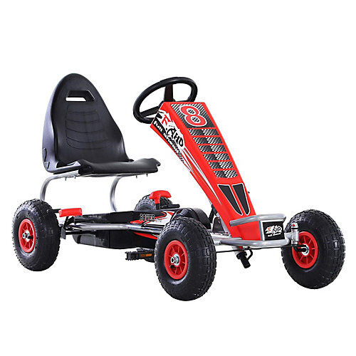 HOMCOM Go-Kart mit Handbremse rot