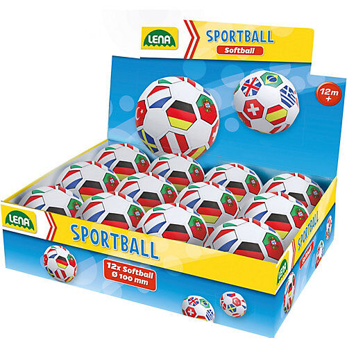 LENA Soft-Fußball 10 cm, Flaggen, 12 Stück