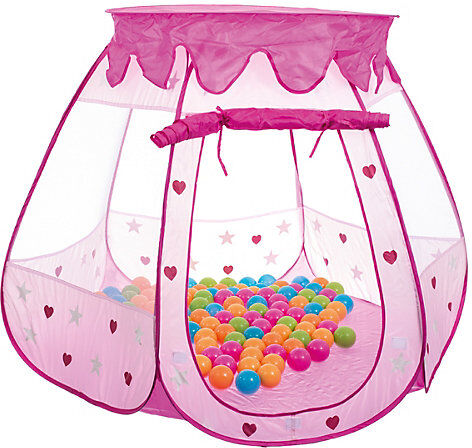 bieco Kinderzelt Bällebad Babyzelt Spielhaus Spielzelt inkl. 100 bunte Bälle & Tasche Spielzelte rosa