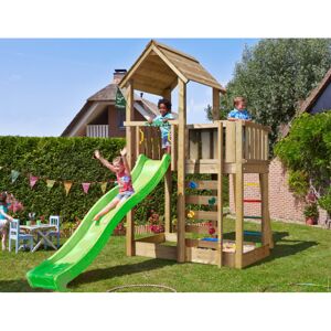 Legetårn komplet Jungle Gym Mansion 2.1 inkl. 120 kg sand og grøn rutsjebane