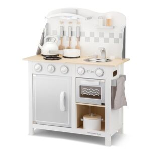 New Classic Toys Cocina de madera blanca y gris