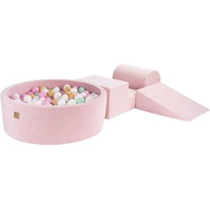 MeowBaby Parque infantil con piscina de bolas: blanco/rosa pastel/menta/beige