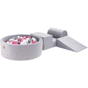 MeowBaby Parque infantil con piscina de bolas: gris/blanco/rosa claro