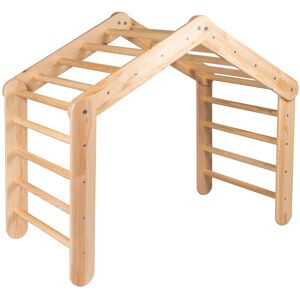 MeowBaby Escalera de Gimnasio 112x61x94cm Triángulo de Escalada Pikler, natural