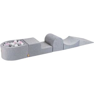 MeowBaby Parque infantil con piscina de bolas: blanco/gris/rose pastel