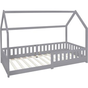 ML-Design Cama infantil de madera con techo y protección anticaída 200x90 cm