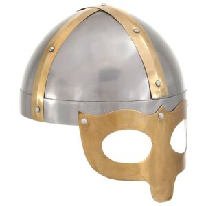 vidaXL Réplica de casco vikingo antiguo LARP acero plateado