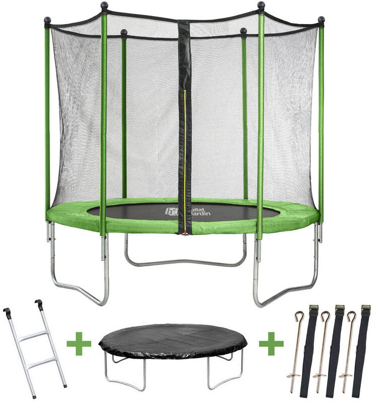 HABITAT ET JARDIN Trampolin / Cama elástica Yoopi - Ø 1.8 m - con red + escalera +