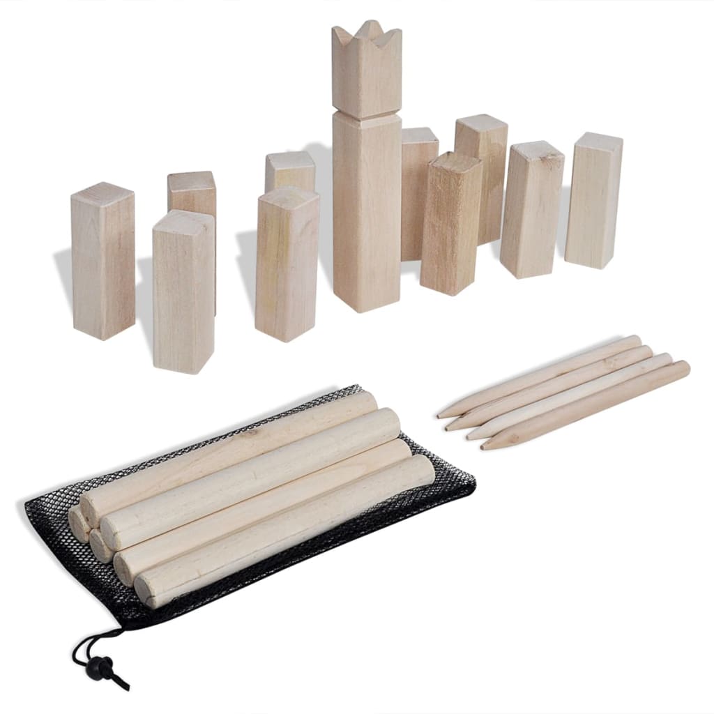 vidaXL Set de juego de cubos Kubb de madera