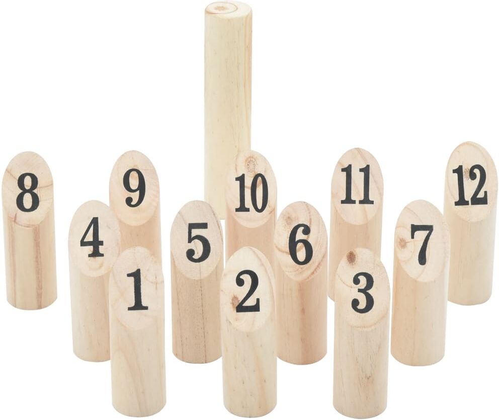 vidaXL Juego de números Kubb con bolsa transporte 13 pzas madera pino