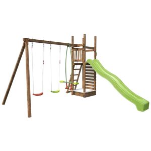 - Aire de jeux pour enfant avec portique et mur d'escalade - happy Swing & Climbing 150 - Marron