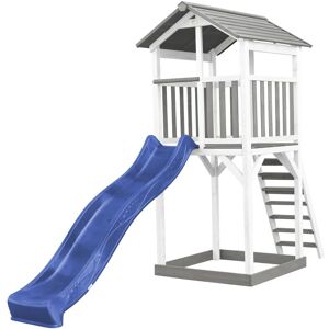 Beach Tower Aire de Jeux avec Toboggan en bleu & Bac à Sable Grande Maison enfant extérieur en gris & blanc Cabane de Jeu en Bois fsc - Gris - AXI - Publicité