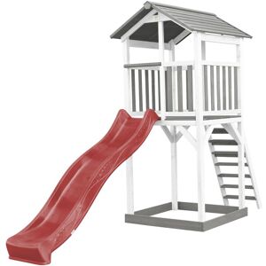 Beach Tower Aire de Jeux avec Toboggan en Rouge & Bac à Sable Grande Maison Enfant extérieur en Gris & Blanc Cabane de Jeu en Bois fsc - Gris - AXI - Publicité