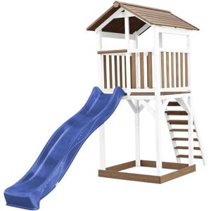 Beach Tower Aire de Jeux avec Toboggan en bleu & Bac à Sable Grande Maison enfant extérieur en marron & blanc Cabane de Jeu en Bois fsc - Marron - AXI - Publicité