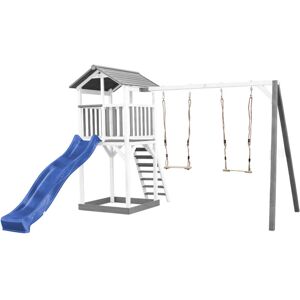 AXI - Beach Tower Aire de Jeux avec Toboggan en bleu, 2 Balançoires & Bac à Sable Grande Maison enfant extérieur en gris & blanc Cabane de Jeu en - Publicité