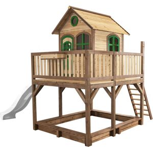 AXI - Liam Maison Enfant avec Bac à Sable & Toboggan Blanc Aire de Jeux pour l'extérieur en marron & vert Maisonnette / Cabane de Jeu en Bois fsc - Publicité