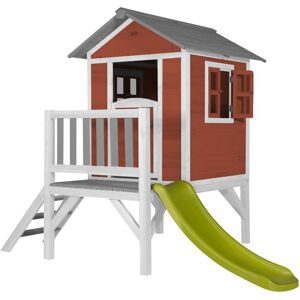 AXI - Maison Enfant Beach Lodge xl en Rouge avec toboggan en vert clair Maison de Jeux en bois ffc pour les enfants Maisonnette / Cabane de jeu pour - Publicité