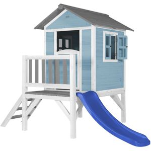 Maison Enfant Beach Lodge xl en Bleu avec Toboggan Bleu Maison de Jeux en Bois ffc pour Les Enfants Maisonnette / Cabane en Bois - AXI