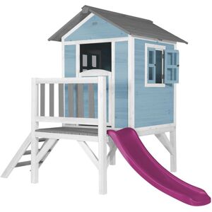 AXI - Maison Enfant Beach Lodge xl en Bleu avec Toboggan en Violet Maison de Jeux en Bois ffc pour Les Enfants Maisonnette / Cabane de Jeu pour Le Jardin - Publicité