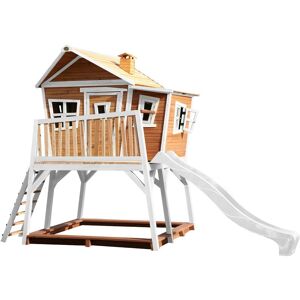 AXI - Max Maison Enfant avec Bac à Sable & Toboggan Blanc Aire de Jeux pour l'extérieur en marron & blanc Maisonnette / Cabane de Jeu en Bois fsc - Publicité