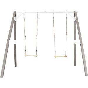 Portique en Bois fsc Gris / Blanc avec 2 Balançoires Enfant Balançoire pour l'extérieur / le jardin 2 agrès - Gris - AXI - Publicité