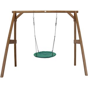 Portique en Bois FSC Marron avec Balançoire Nid d'Oiseau Enfant 100 cm Summer Balançoire ronde pour le jardin