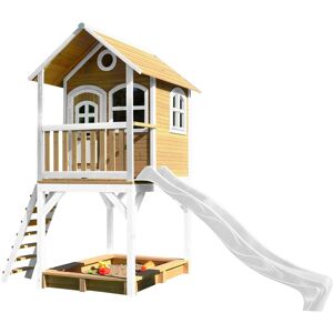AXI - Sarah Maison Enfant avec Bac à Sable & Toboggan blanc Aire de Jeux pour l'extérieur en marron & blanc Maisonnette / Cabane de Jeu en Bois fsc - Marron - Publicité