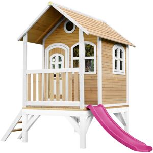 AXI - Tom Maison Enfant avec Toboggan rose Aire de Jeux pour l'extérieur en marron & blanc Maisonnette / Cabane de Jeu en Bois fsc - Publicité