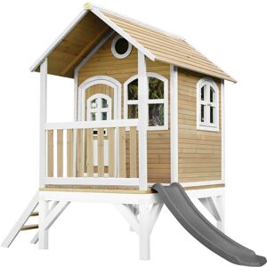 AXI - Tom Maison Enfant avec Toboggan Gris Aire de Jeux pour l'extérieur en Marron & Blanc Maisonnette / Cabane de Jeu en Bois fsc - Publicité