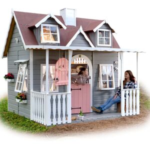 Cabane en bois pour enfant avec lit superposé et porche baden. 255 x 260 x 207 . casas Green House Cabane peinte, transport inclus. Publicité