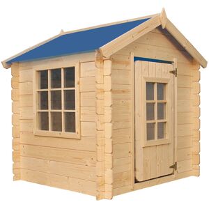 Cabane enfant exterieur 1m2 - Maisonnette en bois pour enfants - Toit bleu - Cabane bois enfant 114x111xH121cm - sans plancher Timbela M570M-1 - Publicité