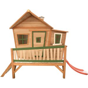 AXI - Emma Maison Enfant avec Toboggan rouge Aire de Jeux pour l'extérieur en marron & vert Maisonnette / Cabane de Jeu en Bois fsc - Publicité