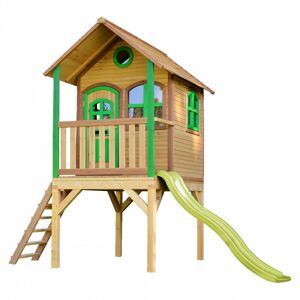 AXI Laura Maison Enfant avec Toboggan vert clair Aire de Jeux pour l'extérieur en marron & vert Maisonnette / Cabane de Jeu en Bois FSC - Publicité