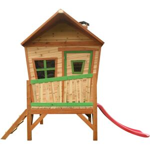 AXI - Iris Maison Enfant avec Toboggan rouge Aire de Jeux pour l'extérieur en marron & vert Maisonnette / Cabane de Jeu en Bois fsc - Publicité