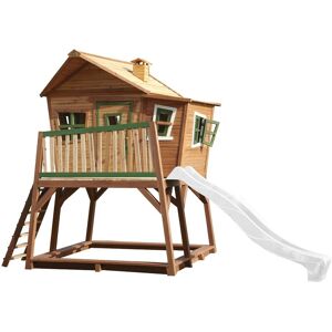 AXI - Max Maison Enfant avec Bac à Sable & Toboggan Blanc Aire de Jeux pour l'extérieur en marron & vert Maisonnette / Cabane de Jeu en Bois fsc - Publicité