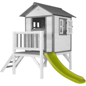 Maison Enfant Beach Lodge xl en Blanc avec toboggan en vert clair Maison de Jeux en bois ffc pour les enfants Maisonnette / Cabane de jeu pour le jardin - AXI