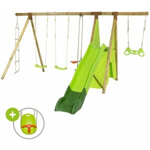 Trigano - Balançoire en bois 2,30 m Topwood vaki - 8 enfants - Bois - Publicité