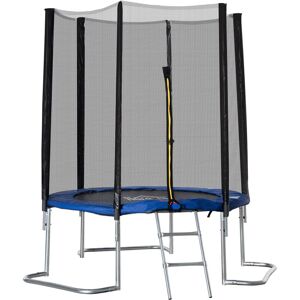 Trampoline enfant Ø 2,23 × 2,3H m filet de sécurité porte zipée échelle couvre-ressorts 6 poteaux rembourrés bleu