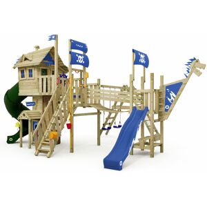 Wickey - Aire de jeux Maison dans l'arbre NeverLand Gold - avec toboggan turbo, balançoire, maison de jeux - le bateau pirate idéal pour le jardin - bleu - bleu - Publicité