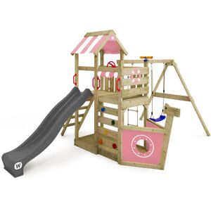 wickey Aire de jeux Portique bois SeaFlyer avec balançoire et toboggan Cabane enfant exterieur avec bac à sable, échelle d'escalade & accessoires de jeux - Publicité