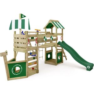 Wickey - Aire de jeux Portique bois StormFlyer avec balançoire et toboggan Cabane enfant exterieur avec bac à sable, échelle d'escalade & accessoires de jeux - vert - vert - Publicité