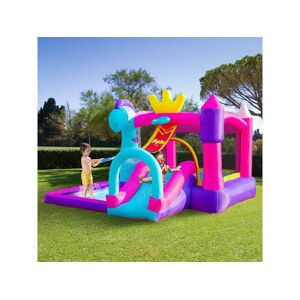 Outsunny Château gonflable enfant - toboggan, trampoline, piscine, panier - gonfleur, sac de transport inclus - dim. 3L x 2,7l x 2H m - Oxford multicolore