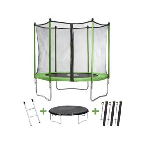 Habitat et jardin Trampoline Yoopi 2 - Ø 1.80 m - avec filet + echelle + couverture + kit d'ancrage