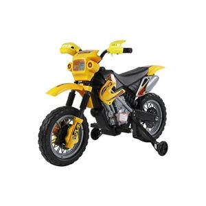 HOMCOM Moto Cross électrique enfant 3 à 6 ans 6 V phares klaxon musiques 102 x 53 x 66 cm jaune et noir - Publicité