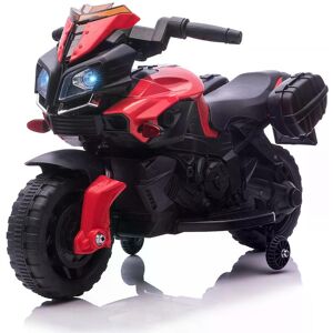 HOMCOM Moto électrique pour enfants 18-48 mois effets lumineux et sonores batterie rechargable 2 roues auxiliaires rouge noir